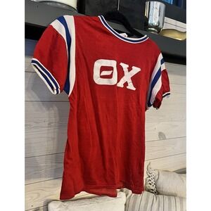 1960s True Vintage THETA CHI Empire Jersey Shirt Mens Ringer Union‎ Made Frat